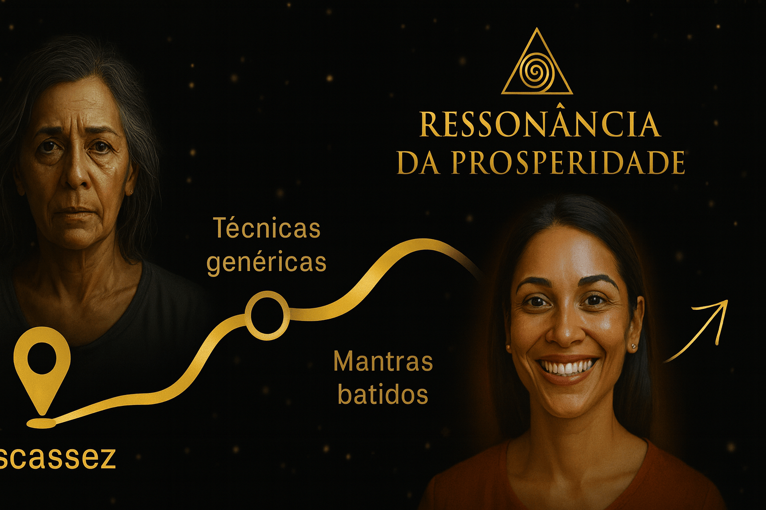 Caminho saindo da escassez e chegando à Ressonância da Prosperidade
